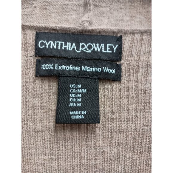 Cynthia Rowley Womens Cardigan Size Medium Brown Merino Wool Neutral Minimalist - Picture 3 of 6